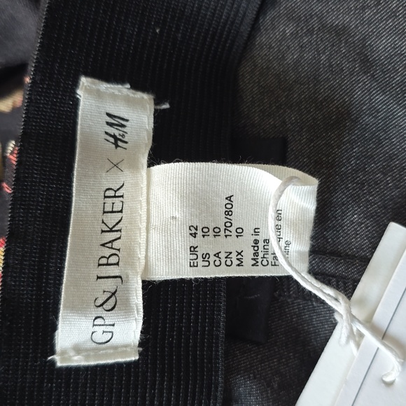 GP&J Baker X H&M Floral Bird Stovepipe Straight Leg Pants Sz 10 - Picture 2 of 12